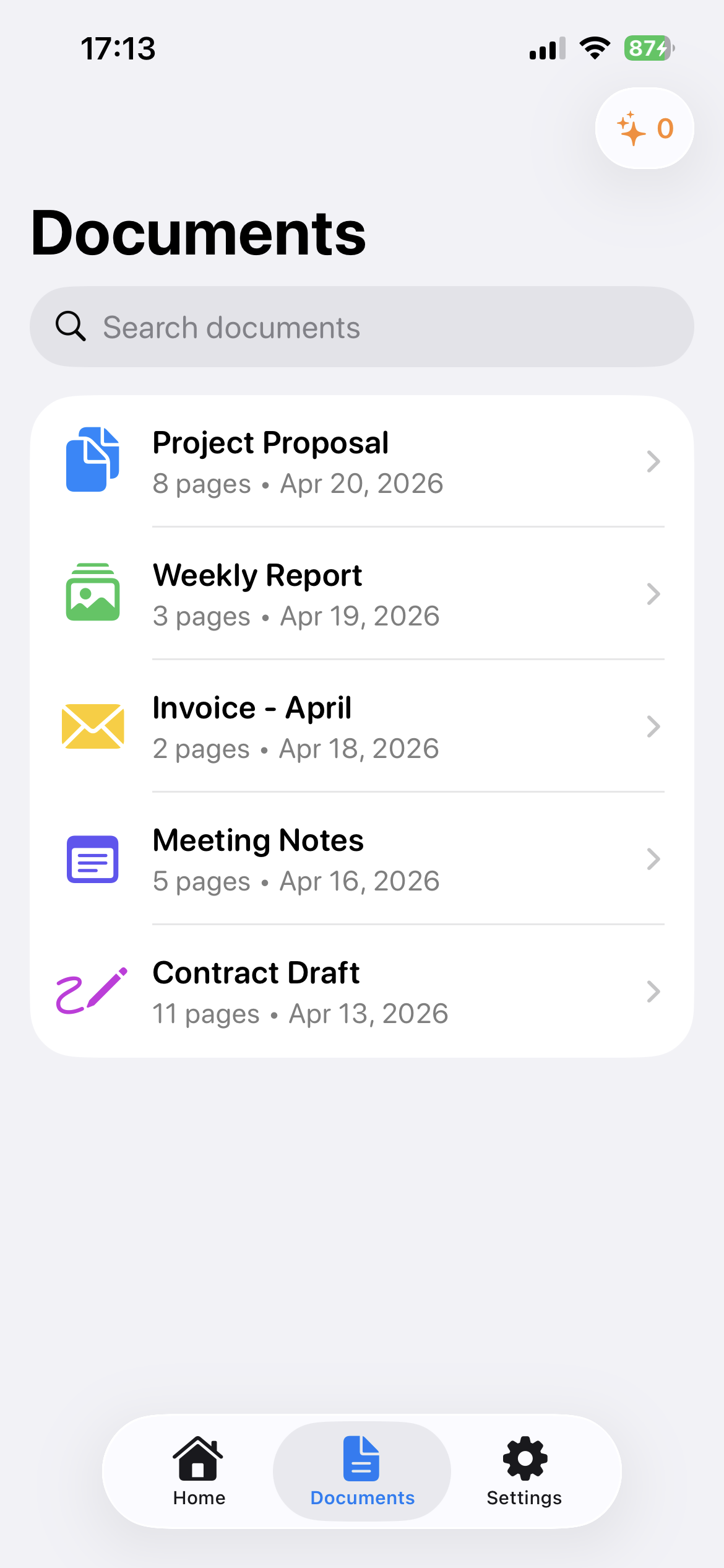 Documents hub light mode